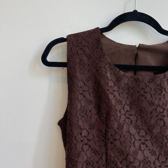 Brown Lace Mini Shift Dress - Small - Picture 7 of 11
